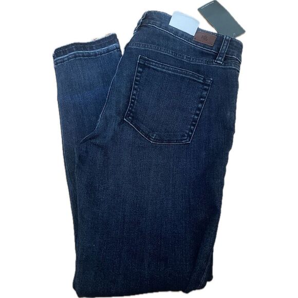 LRL RALPH LAUREN Blue Denim Floral Embroidered Premier Skinny Cropped Jeans NWT - Picture 4 of 8